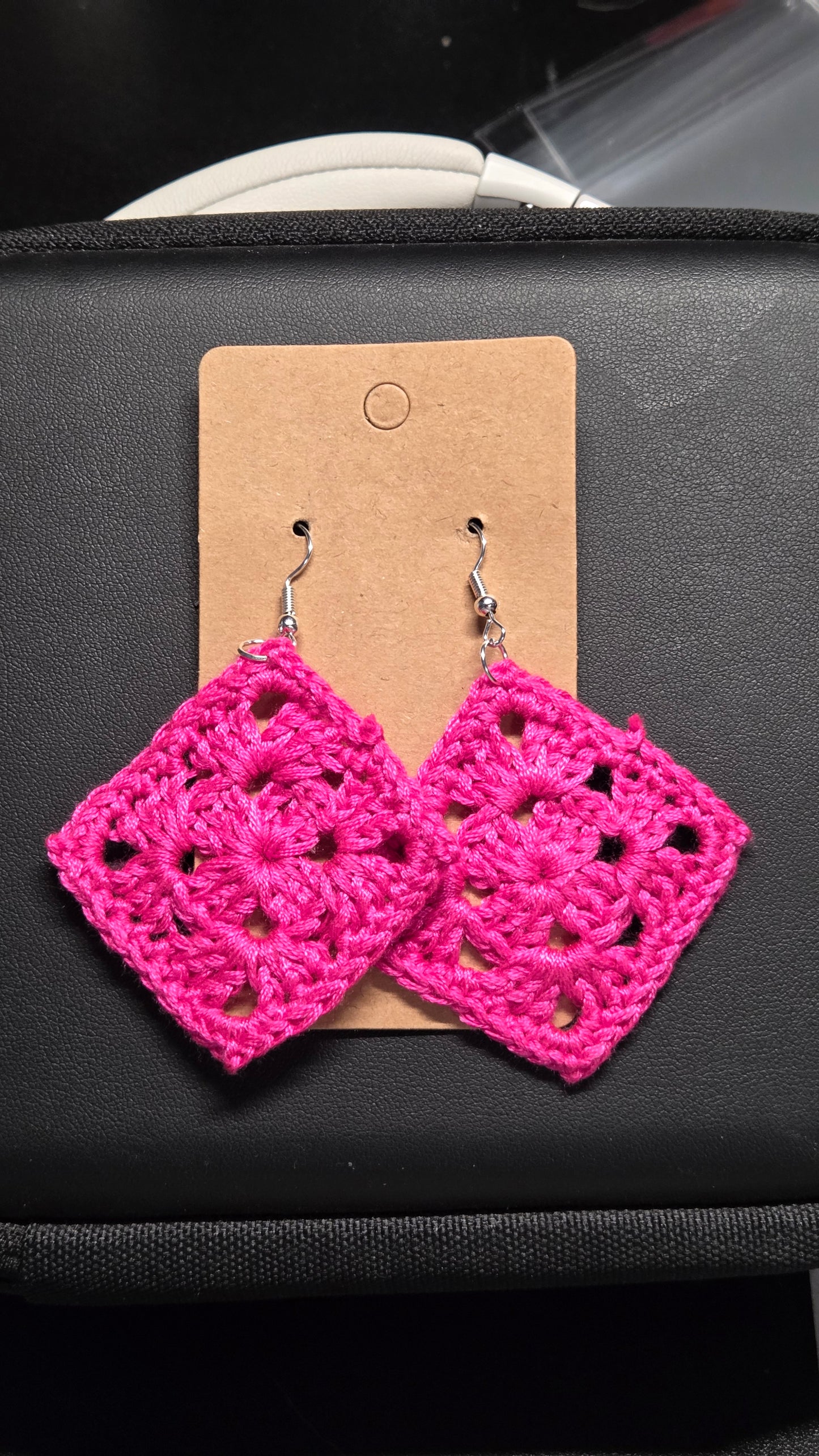 Granny square charms earrings