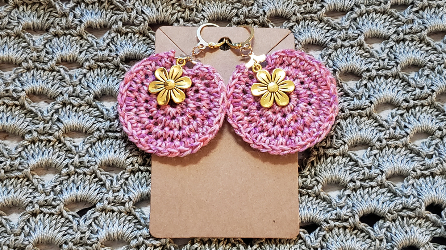 Pink sparkle dangle earrings
