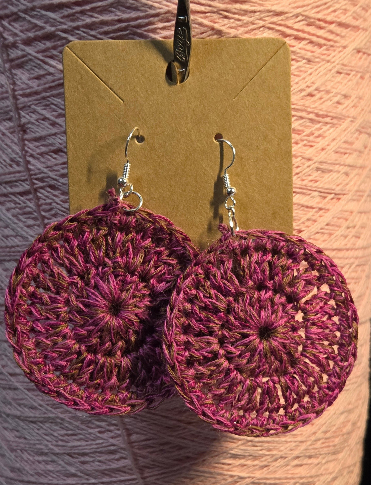Round crochet dangles earrings