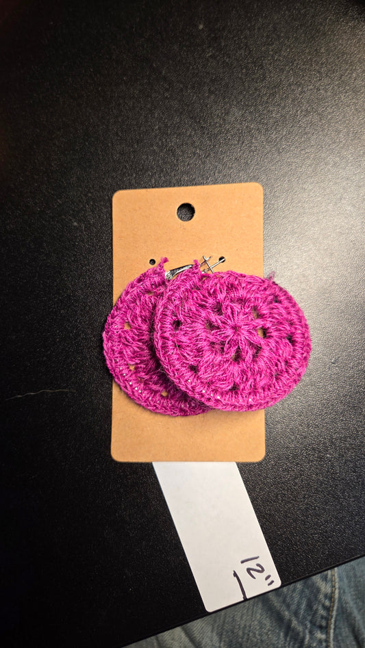 Crochet purple earrings