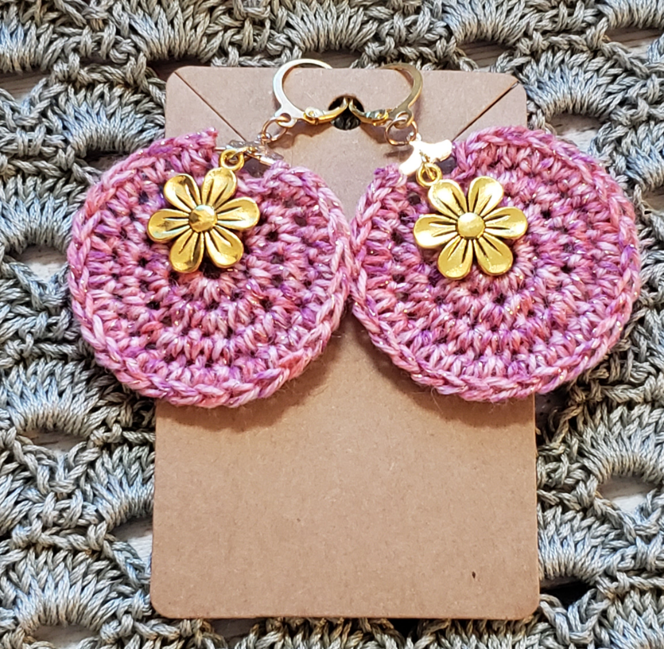 Pink sparkle dangle earrings