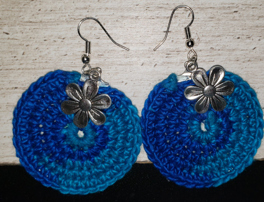 Silk dangle earrings (blue)