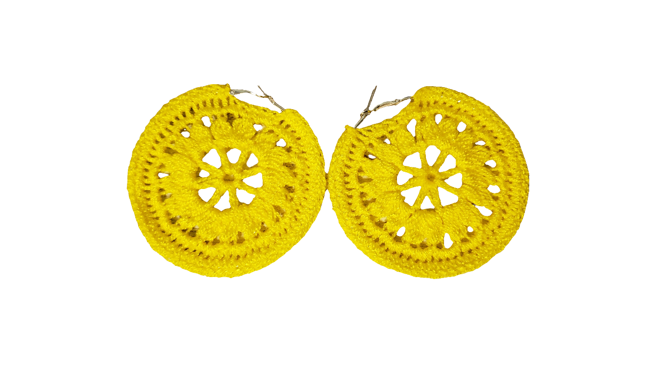 Yellow flower earrings (hoop)