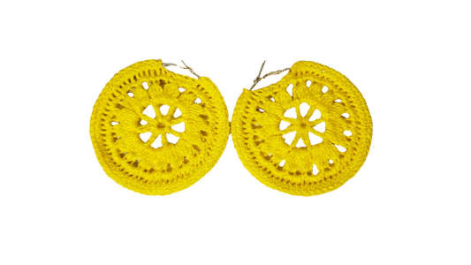 Yellow flower earrings (hoop)