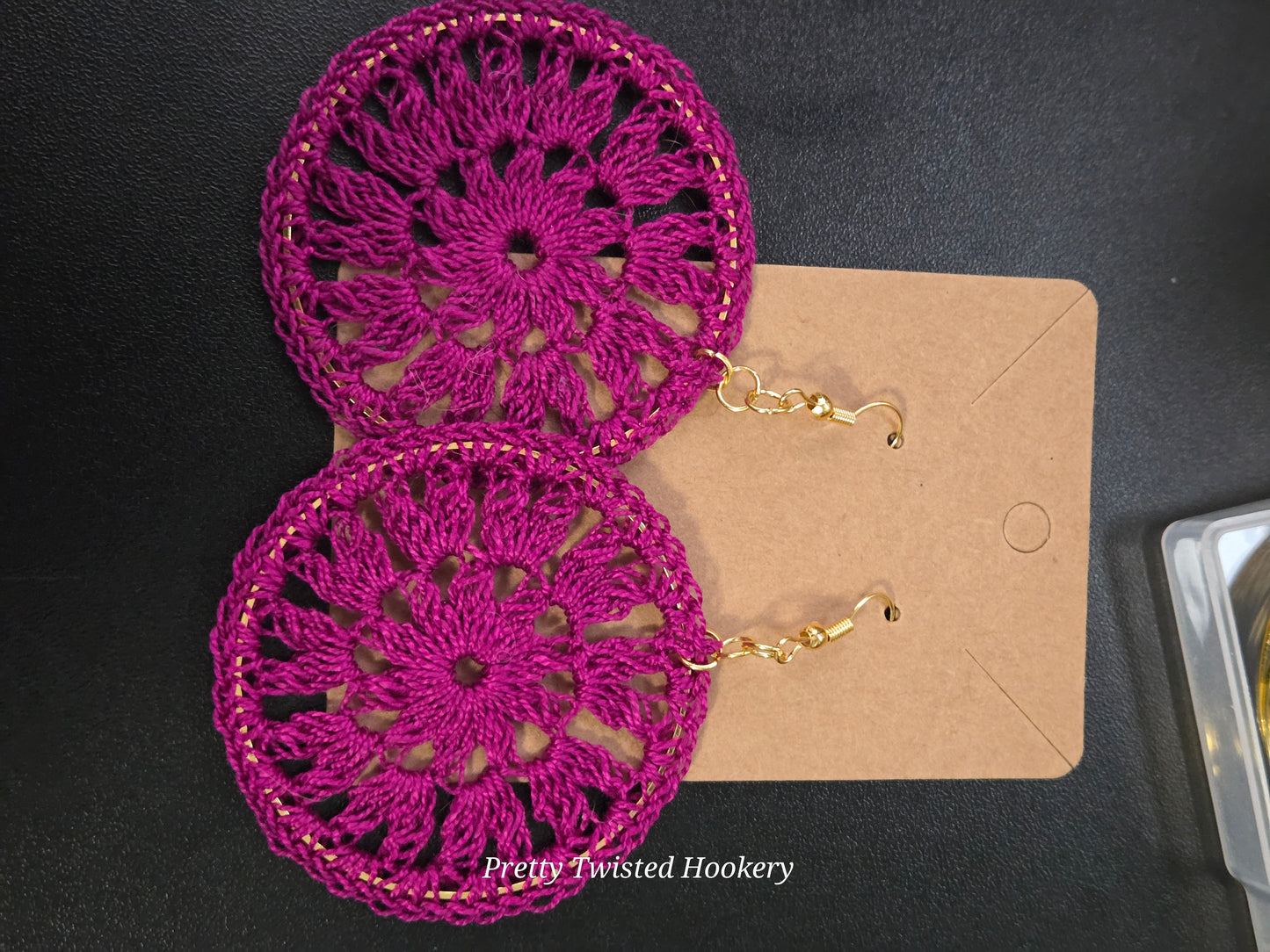 Magenta flower earrings