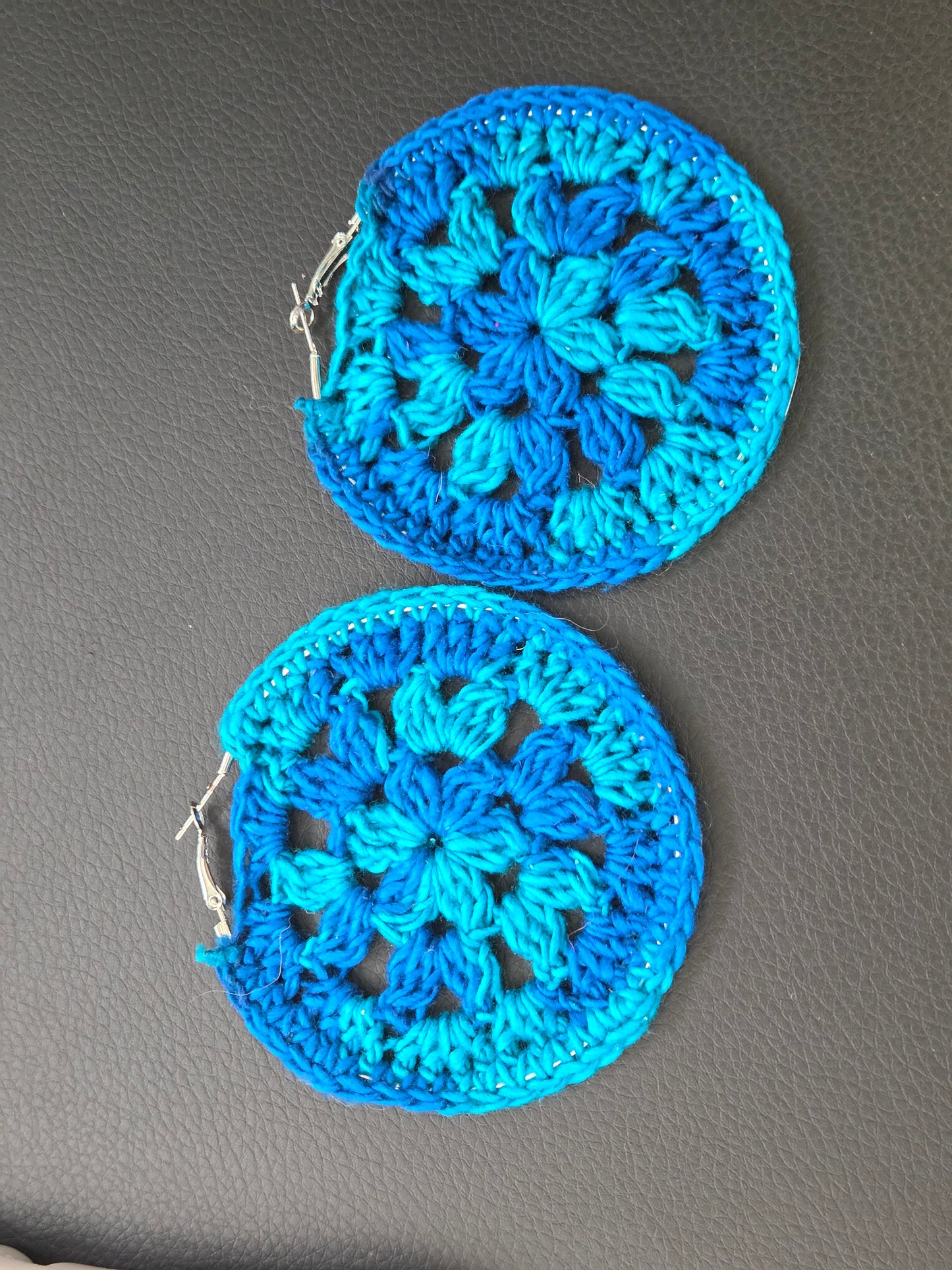 Crochet flower hoop earrings