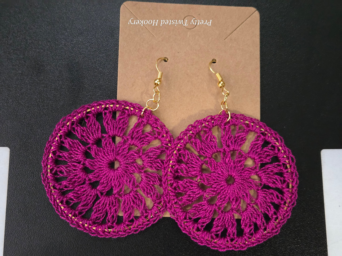 Magenta flower earrings