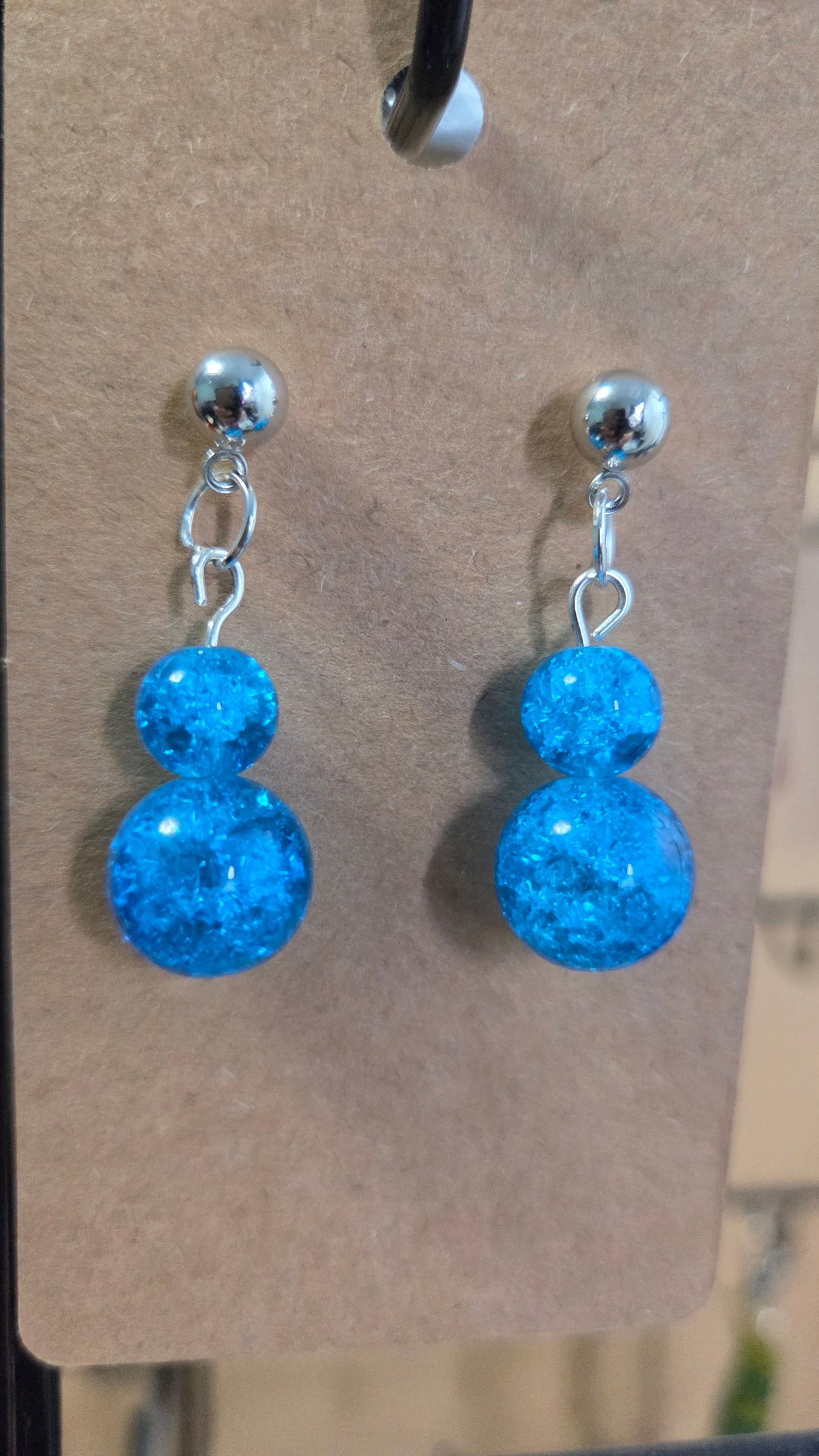 Blue glass earrings stud