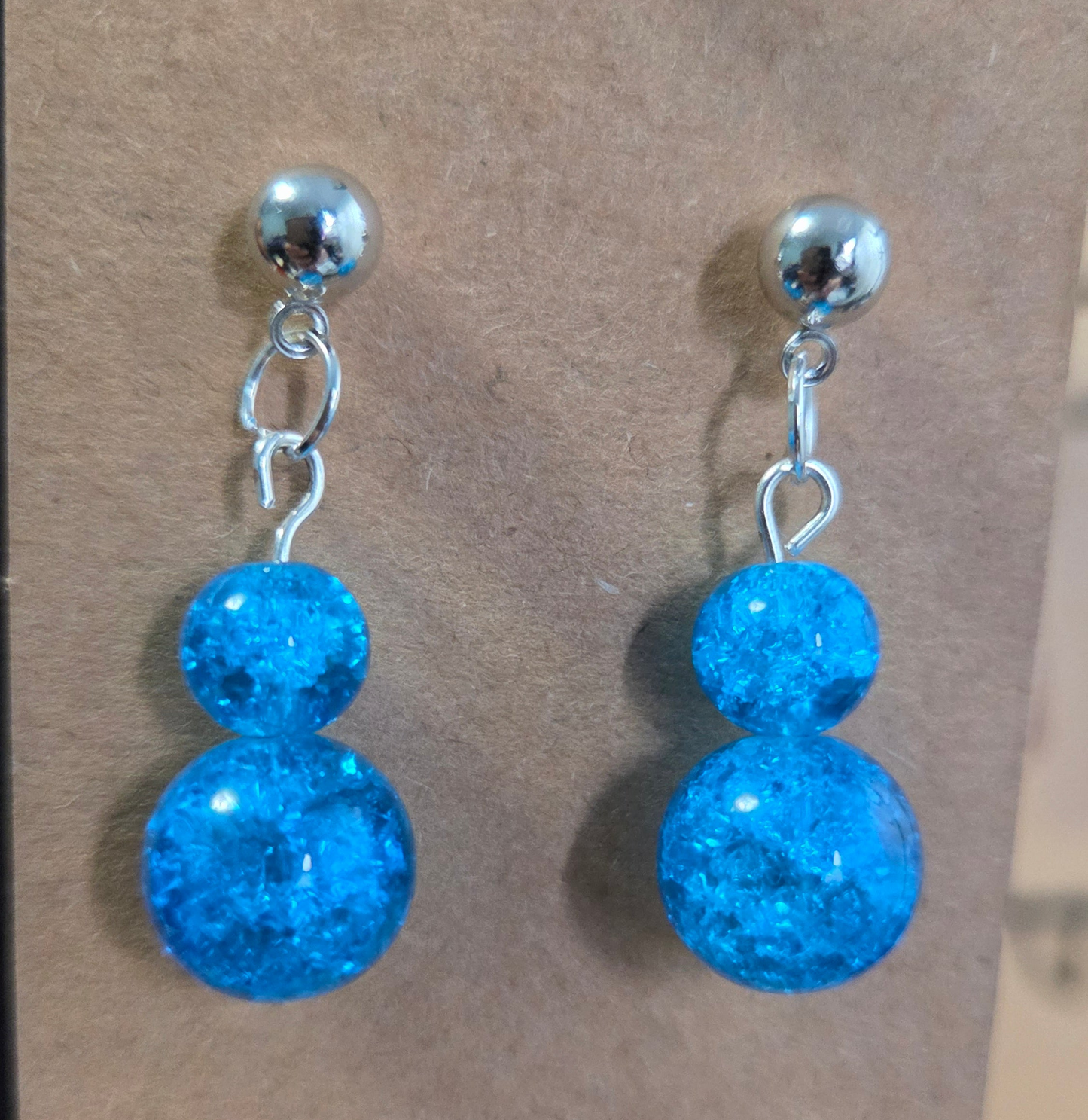 Blue glass earrings stud