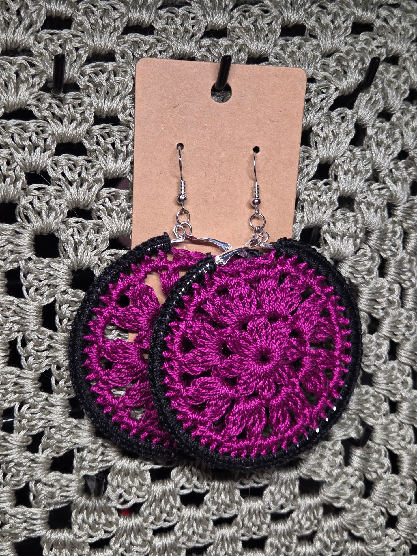 Black,magenta large hoops