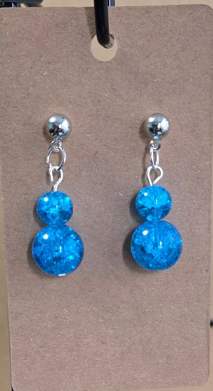 Blue glass earrings stud