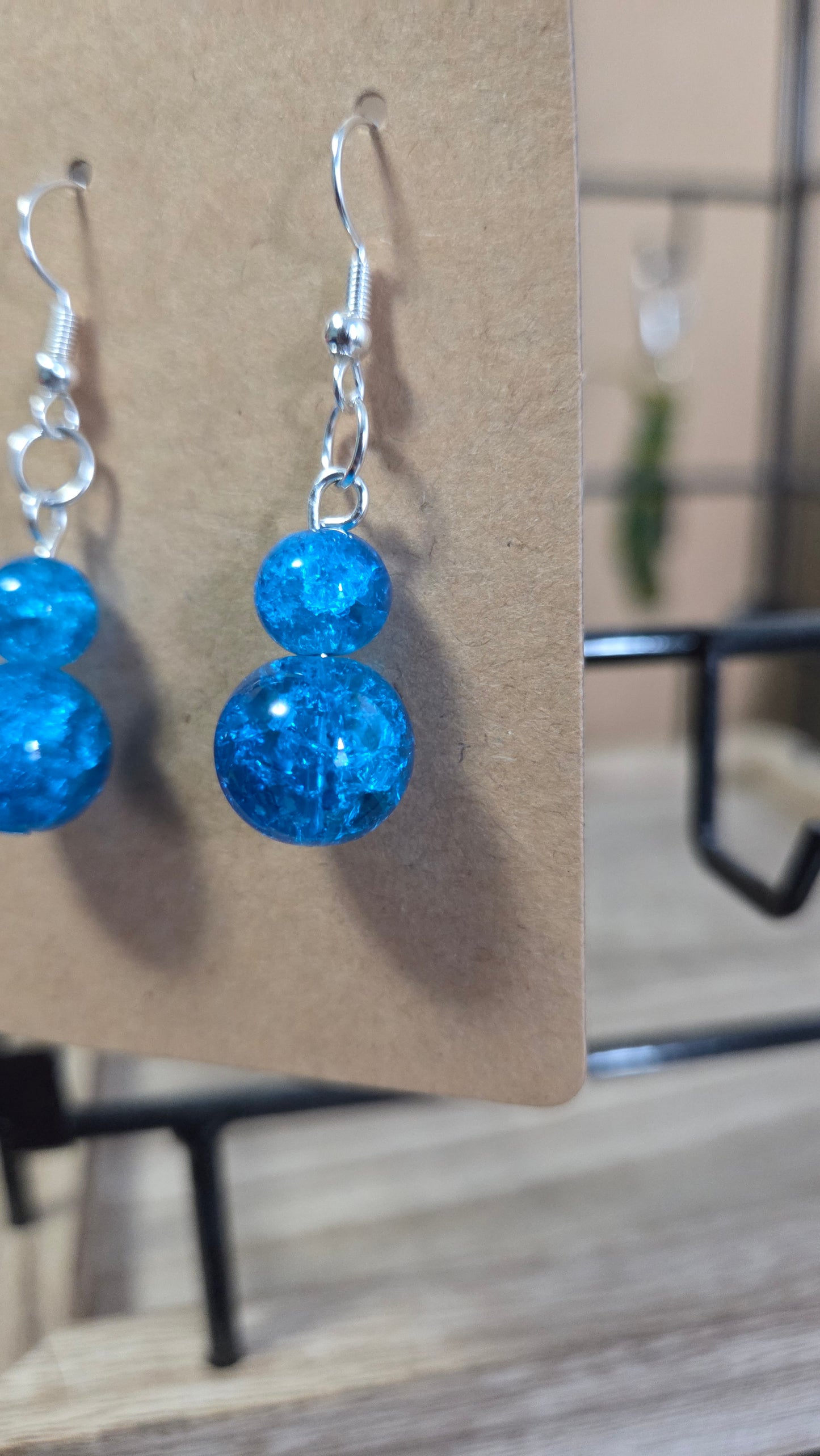 Blue glass earrings dangle