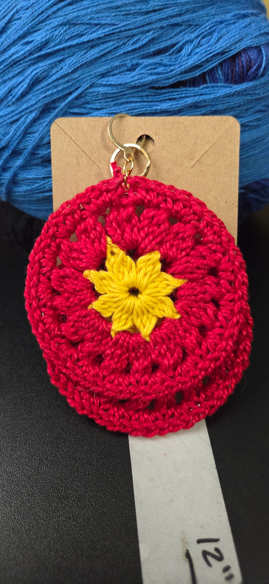Red flower earrings
