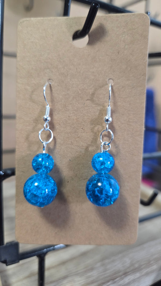 Blue glass earrings dangle