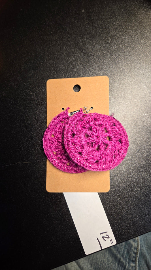 Crochet purple earrings