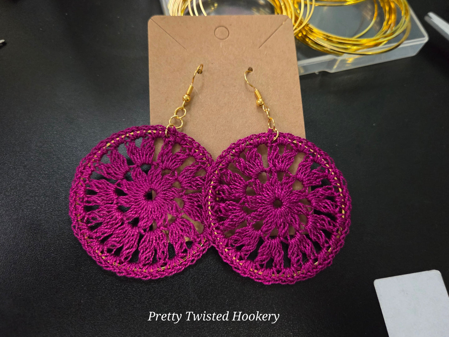 Magenta flower earrings